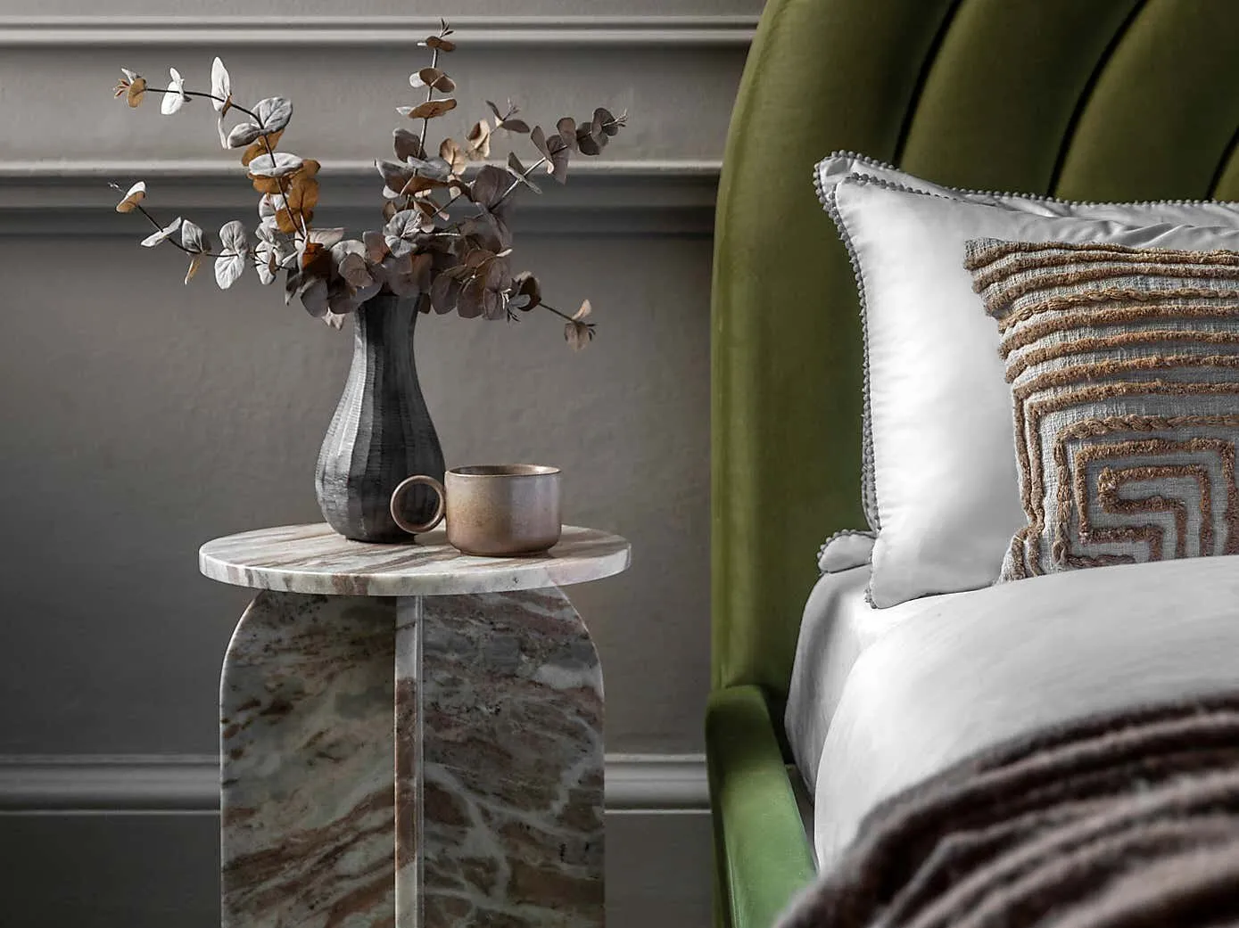 Round marble side table
