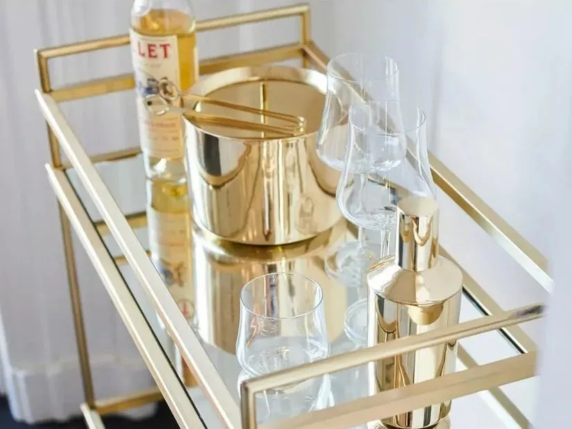 Brass frame drinks trolley