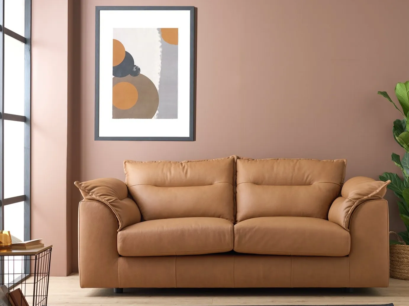 Brown leather sofa