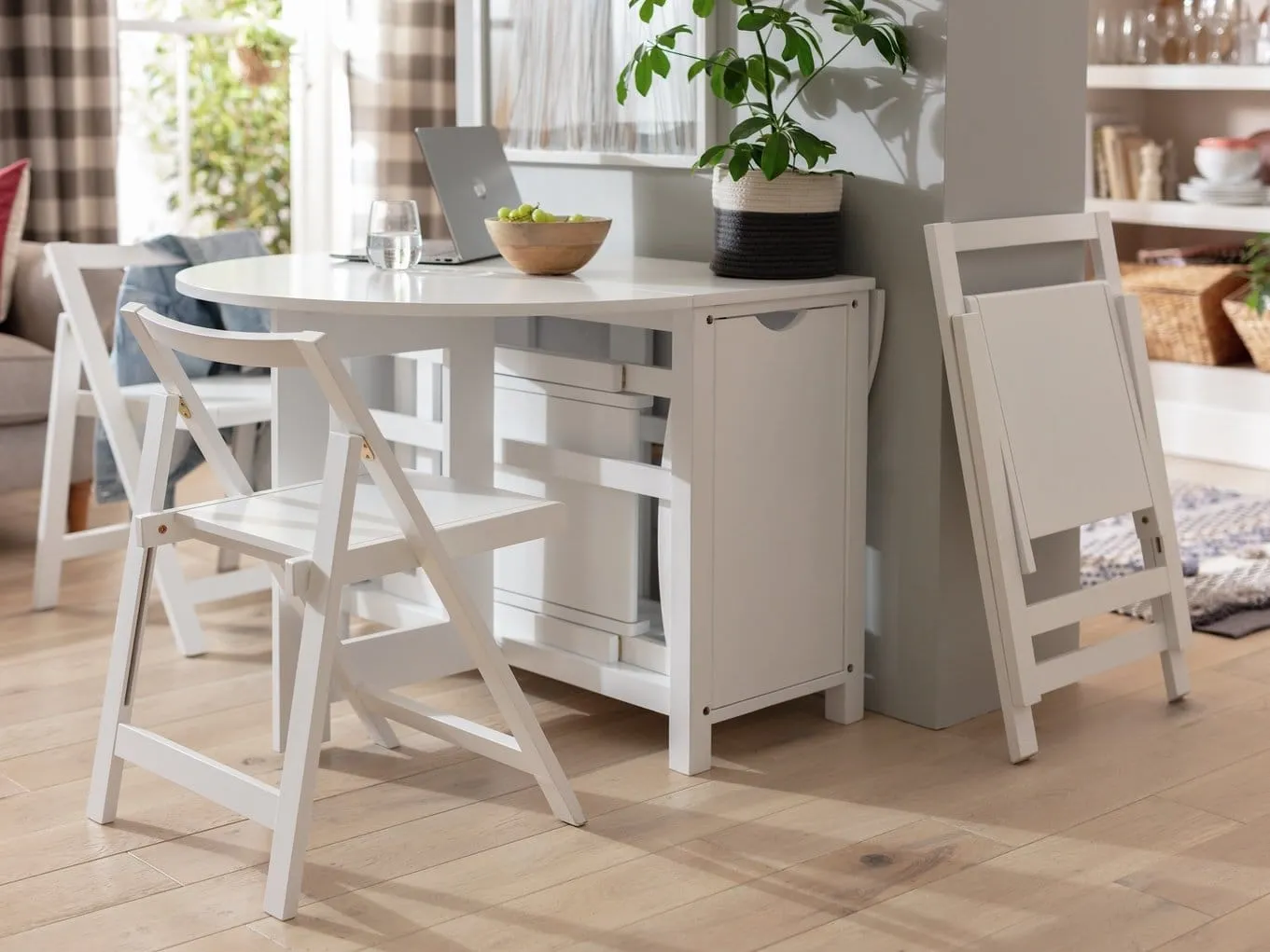 White foldaway dining set