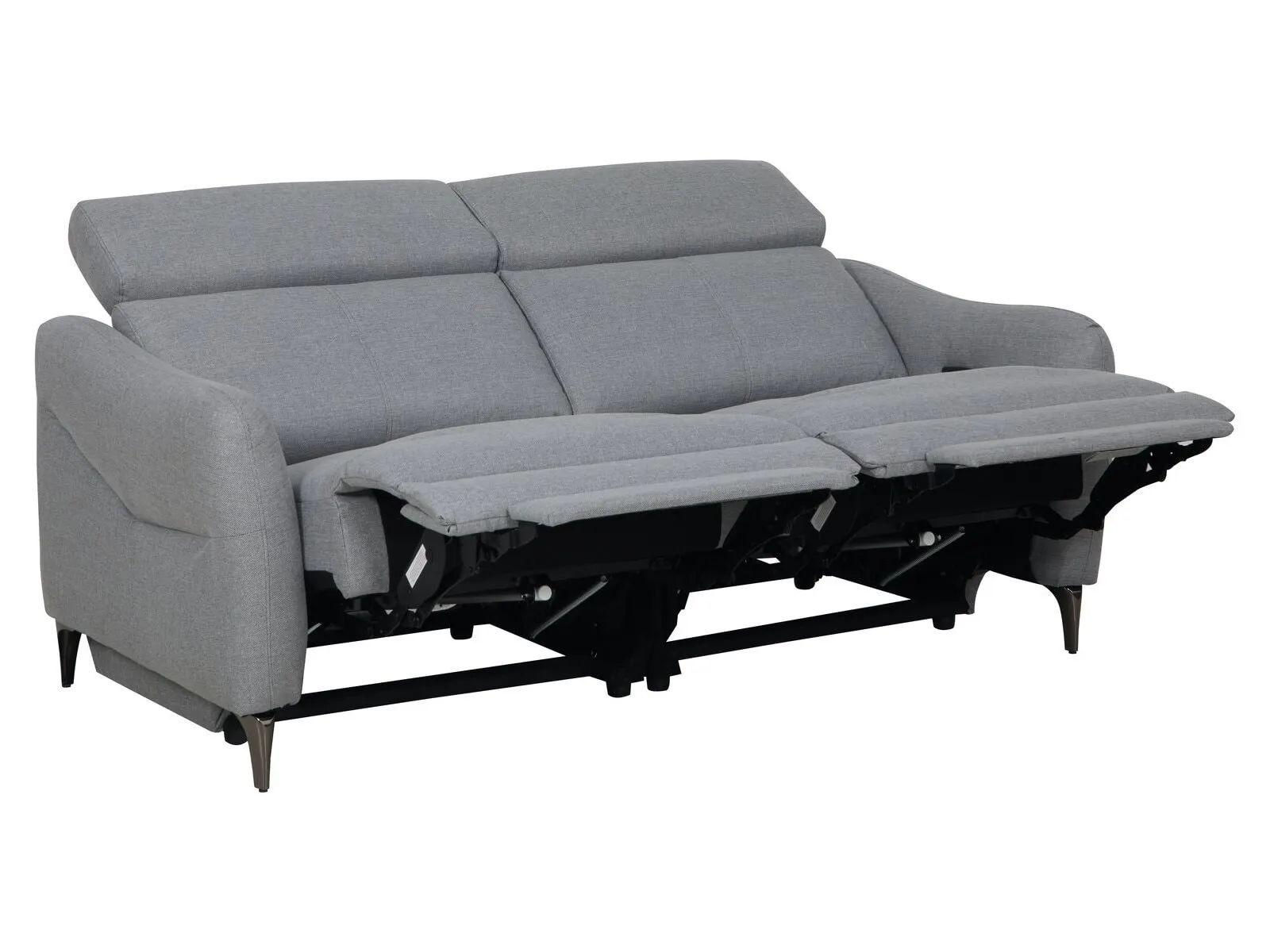 Grey fabric 3-seater reclining sofa