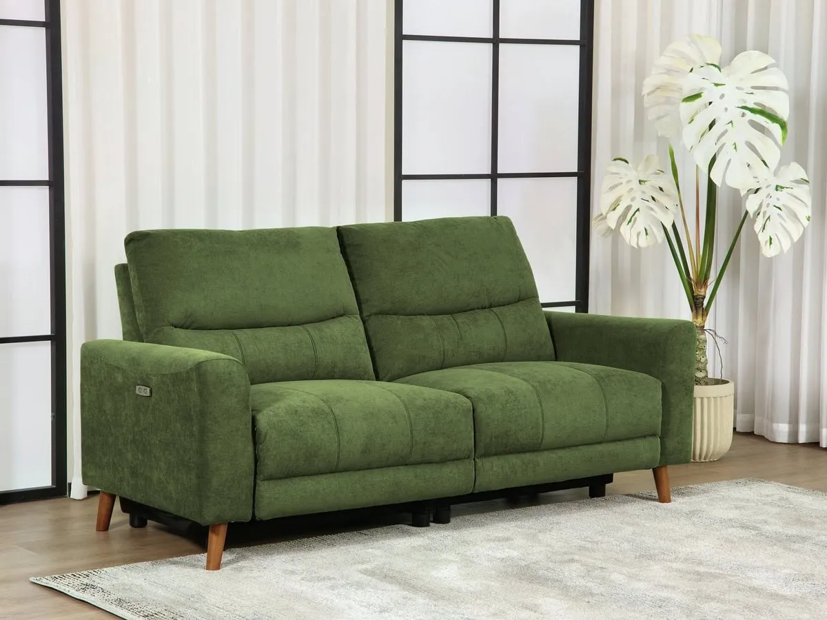 Green fabric upholstered sofa