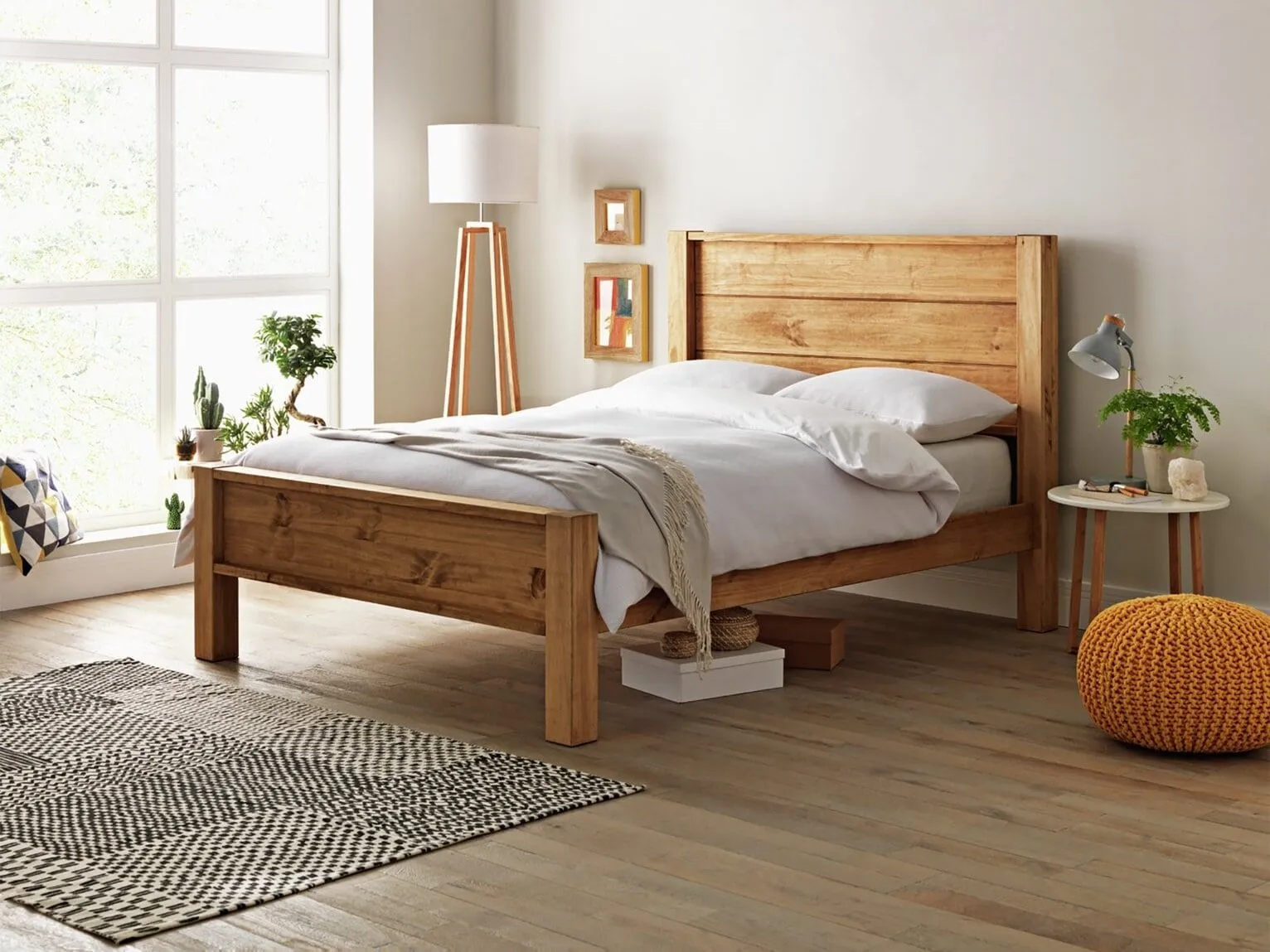 Rustic pine bed frame