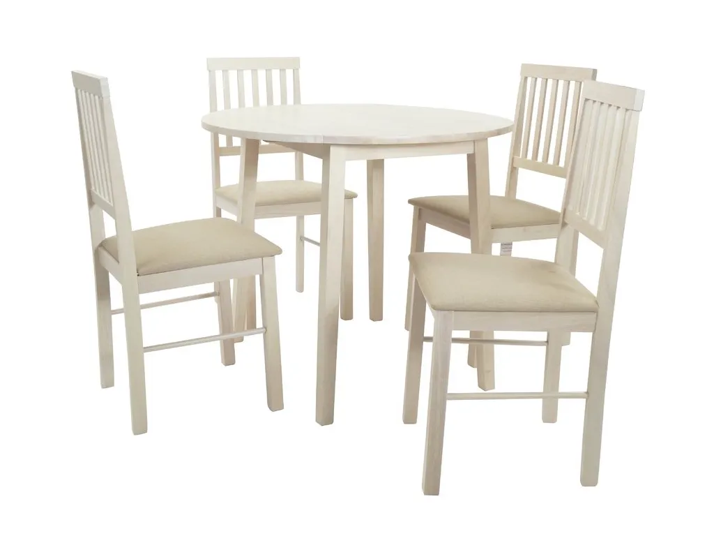 Light oak extending dining table and 4 light oak chairs