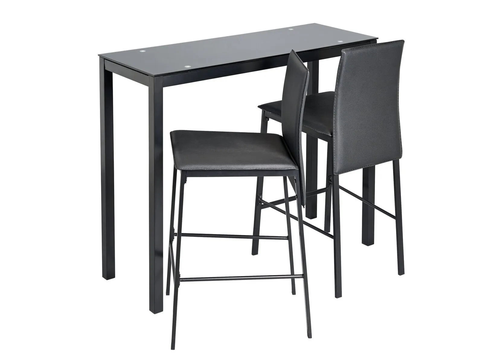 Black gloss bar table and two chairs
