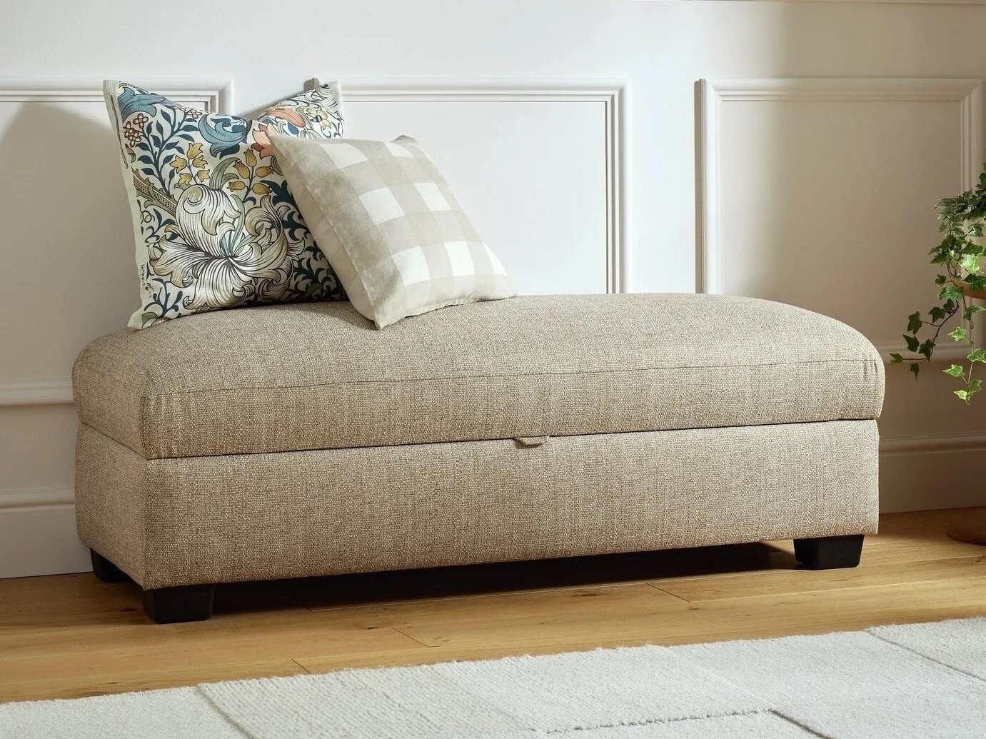 Fabric upholstered ottoman