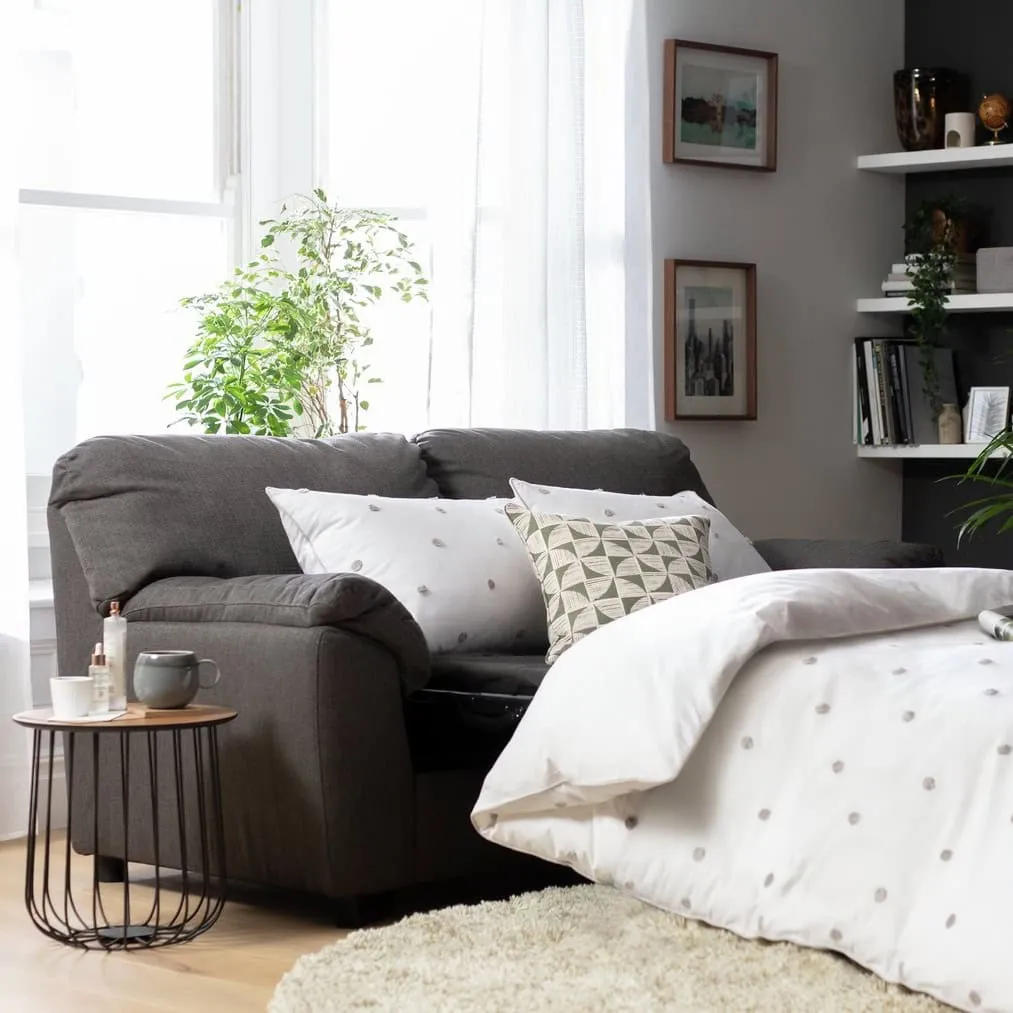 Black leather sofa bed
