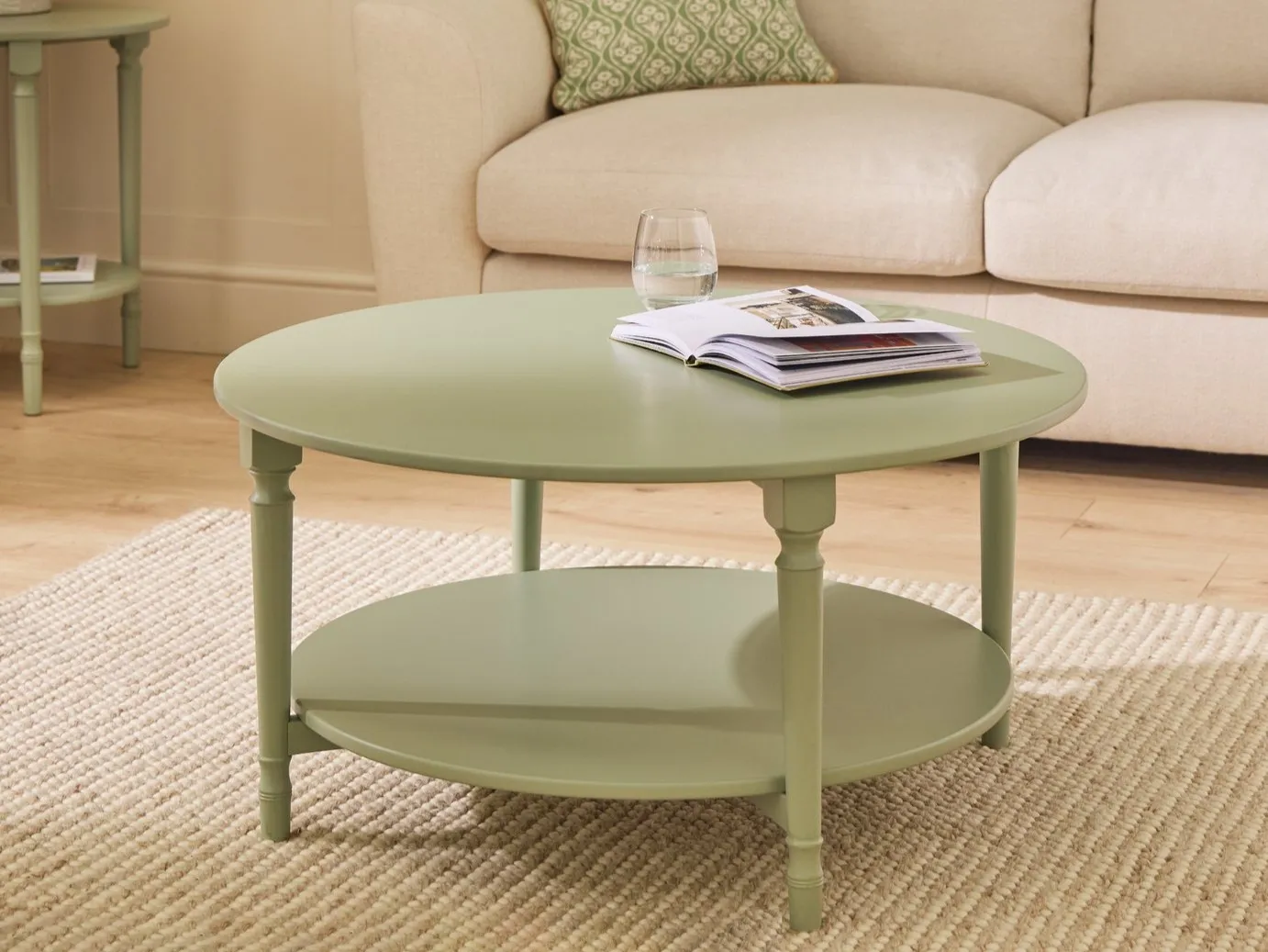 Circular green coffee table