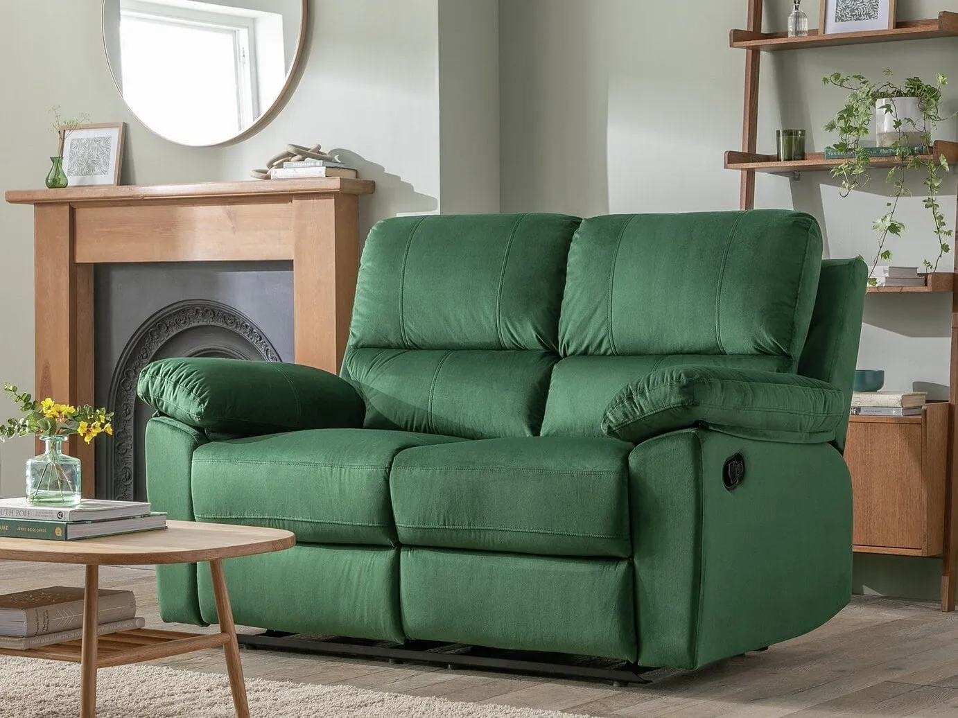 Green velvet recliner sofa