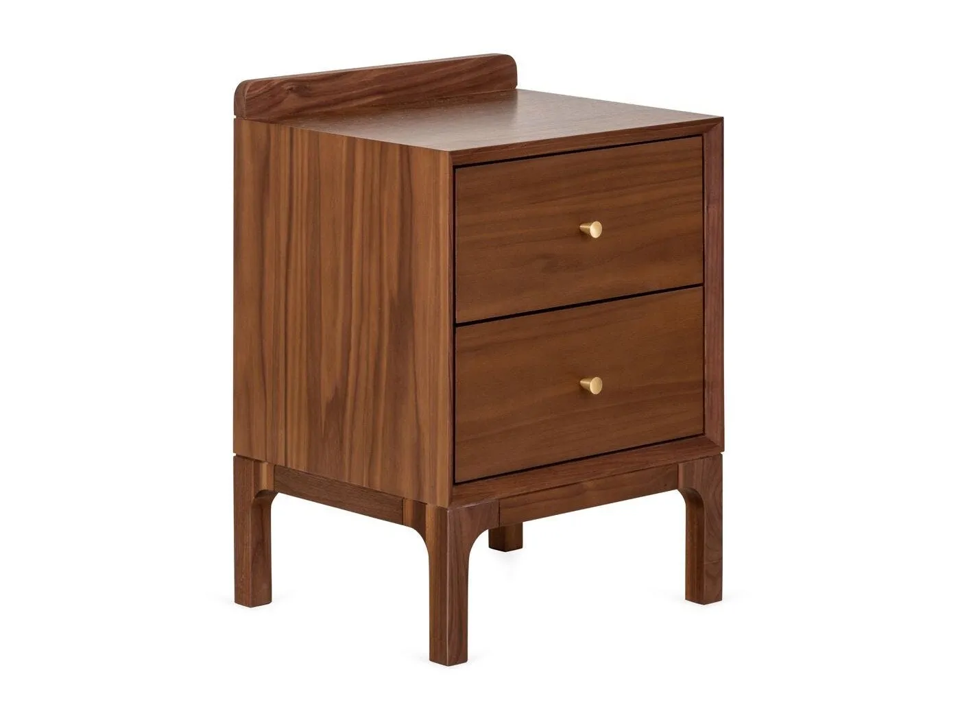 Walnut 2-drawer bedside table