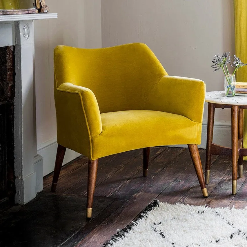 Mustard velvet accent chair