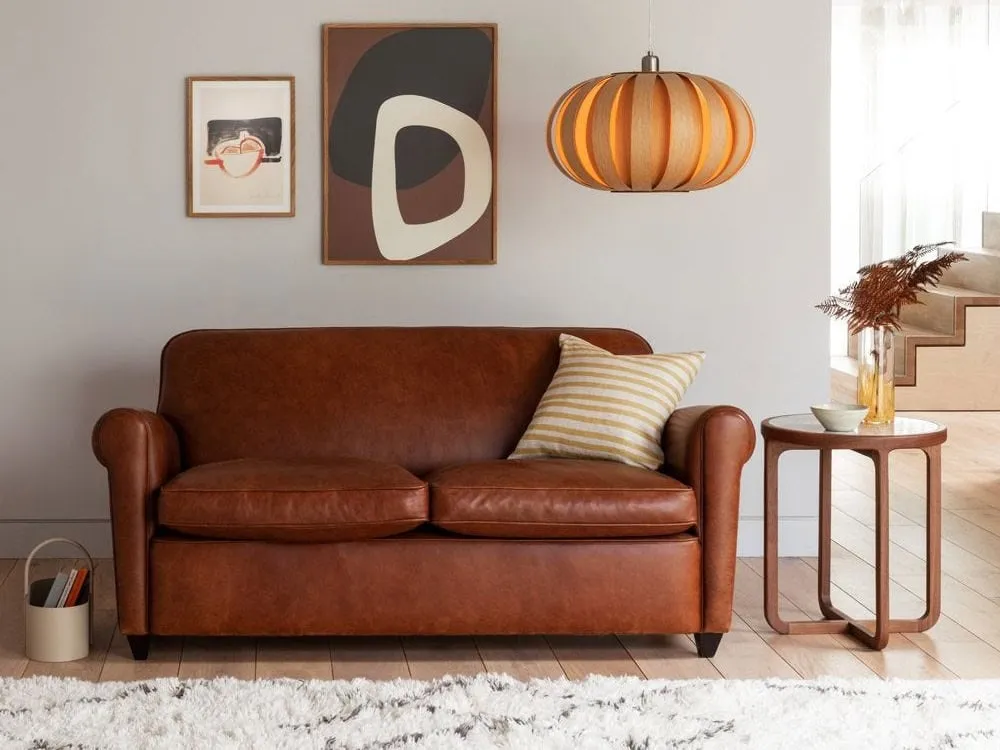 Tan leather sofa