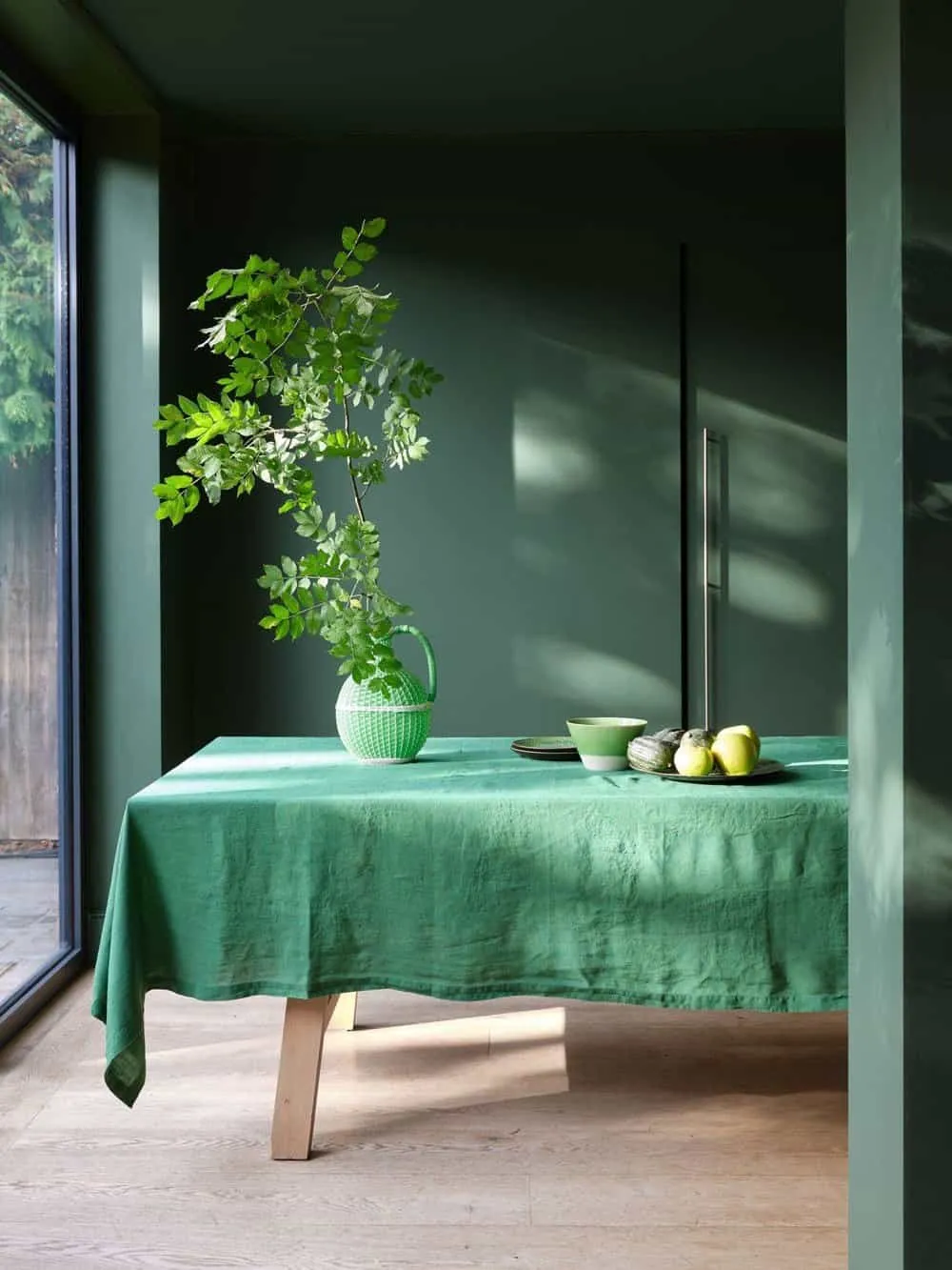 Green painted dining room