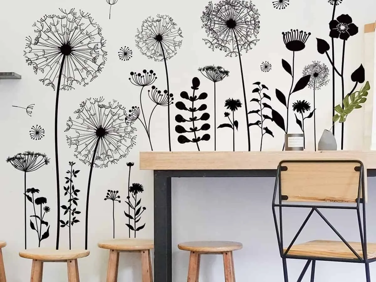 Black floral wall stickers