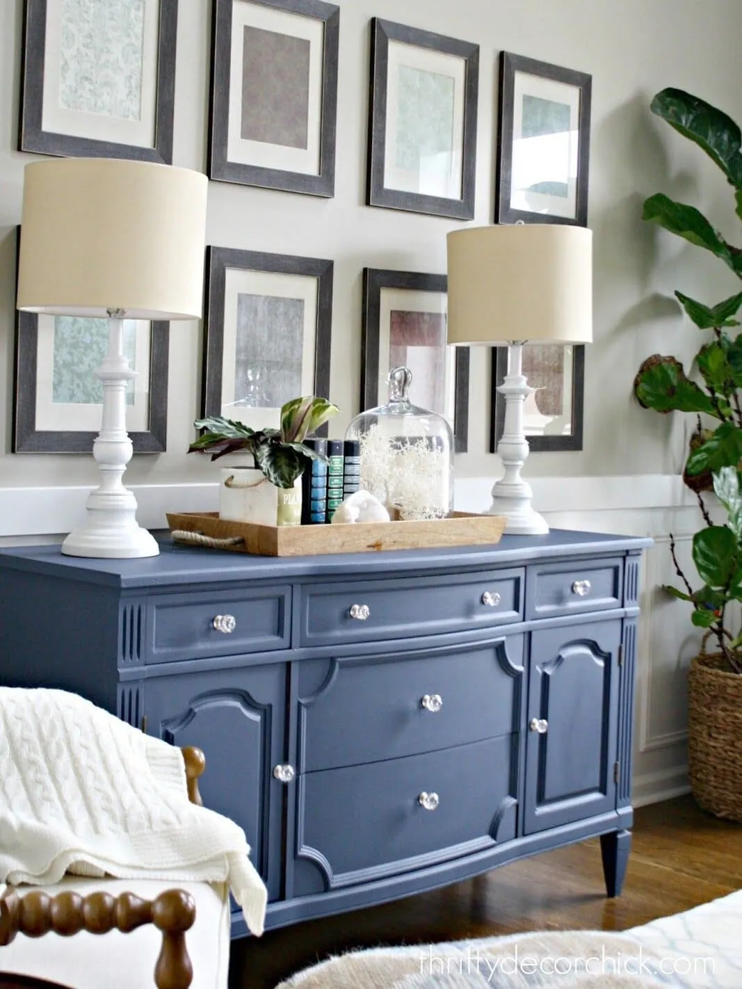 Blue-painted sidebaord