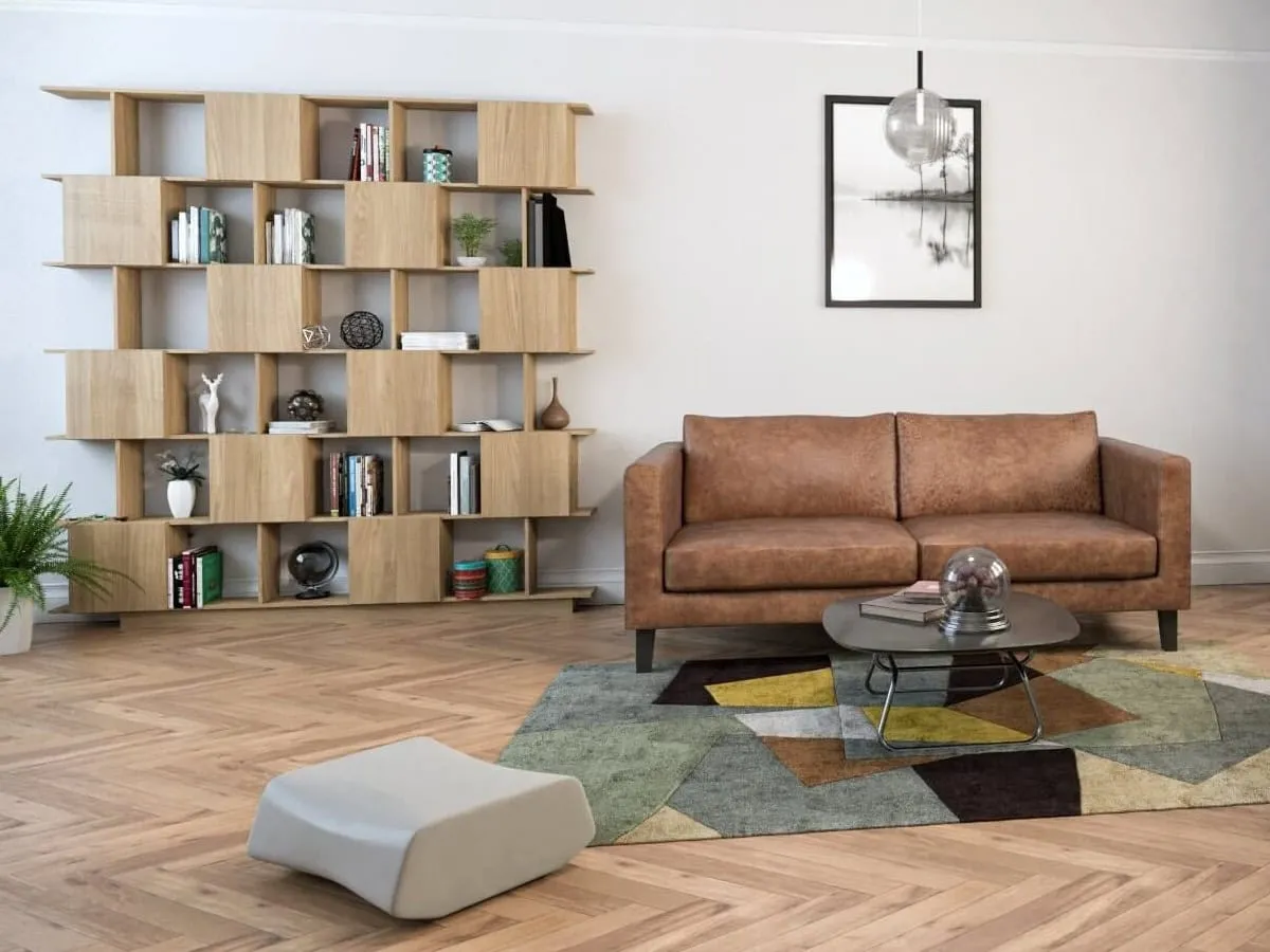 Designer free-stsanding oak bookcase