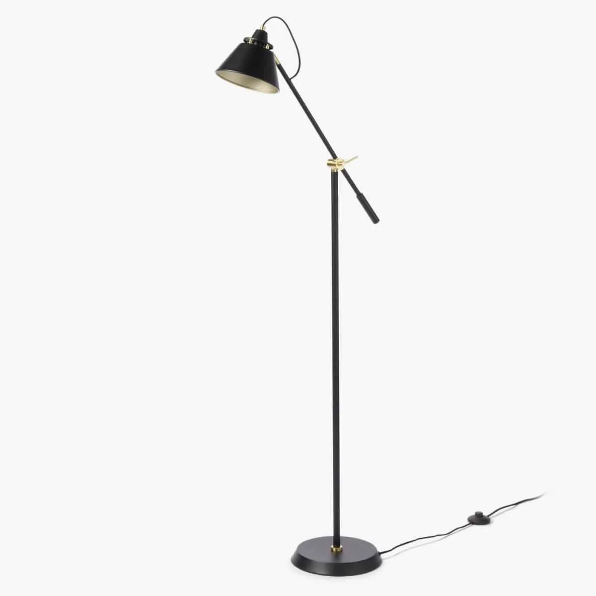 Black floor lamp with adjustable arm