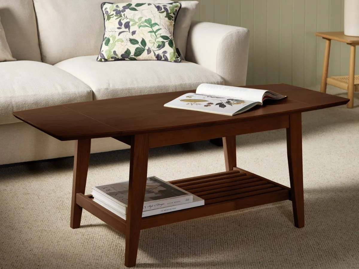 Walnut coffee table with extending leaves