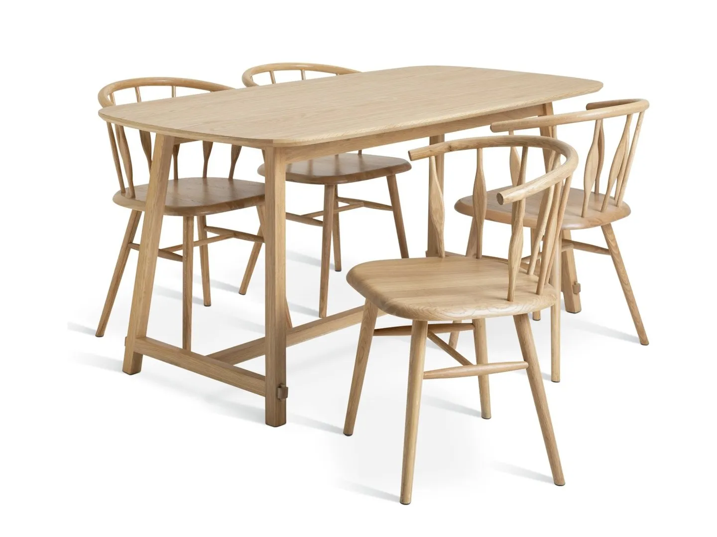 Oak dining table and 4 chairs