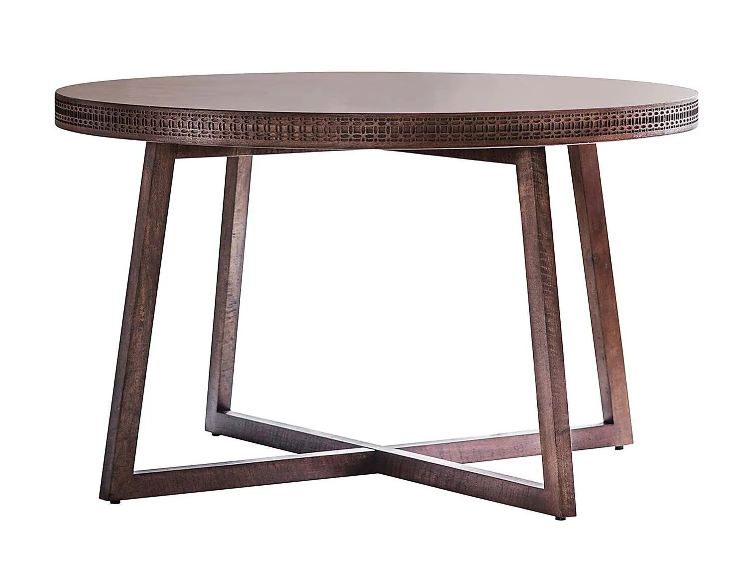 Round dining table with carved top edge