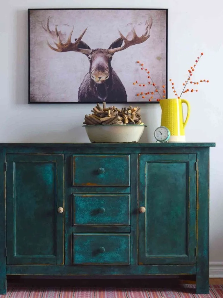 Deep teal painted sideboard