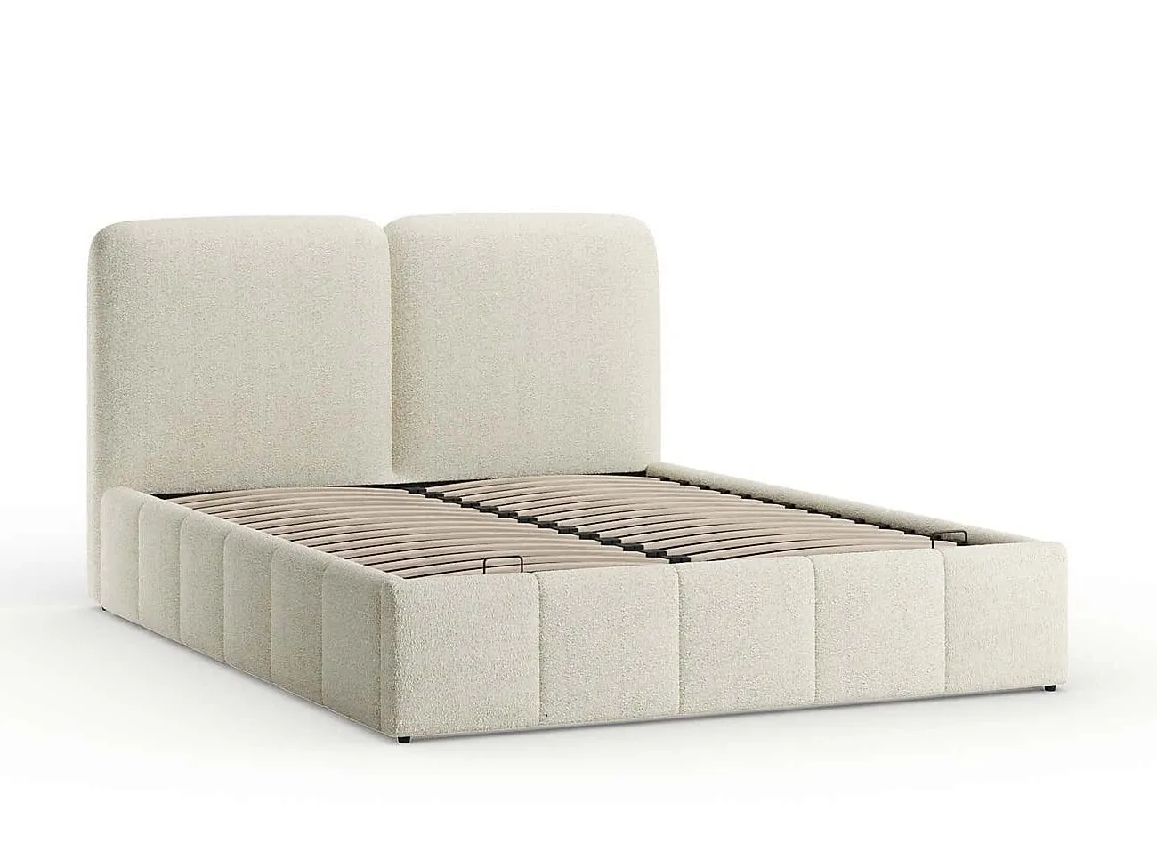 Boucle fabric upholstered bed frame