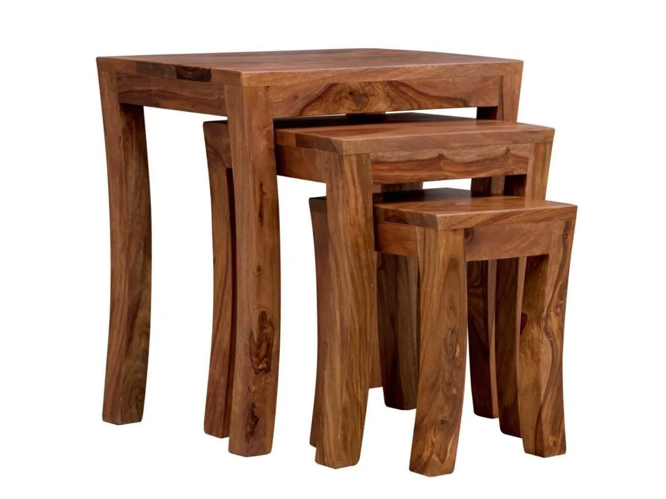 Trio of sheesham wood side tables