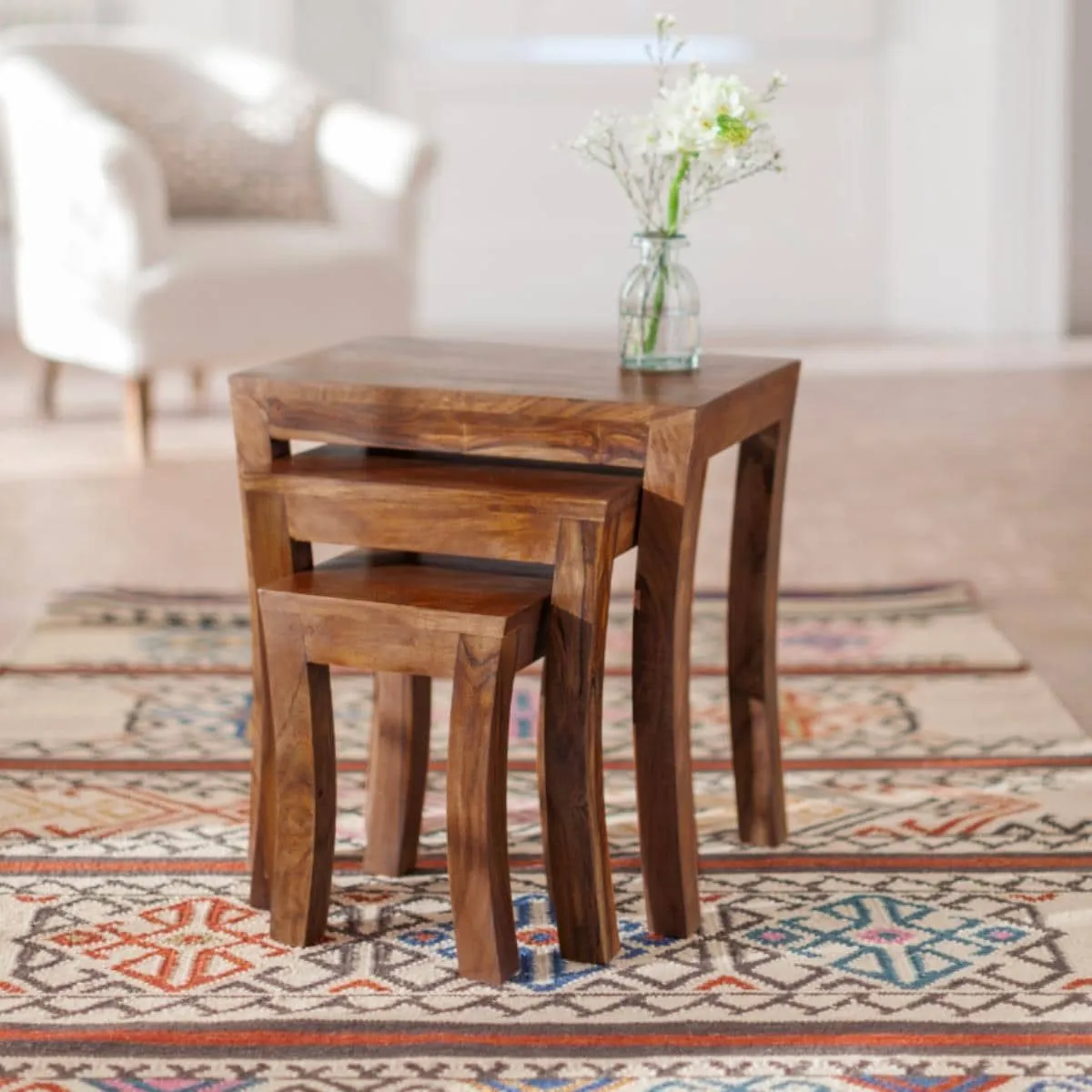 Sheesham wood nesting tables