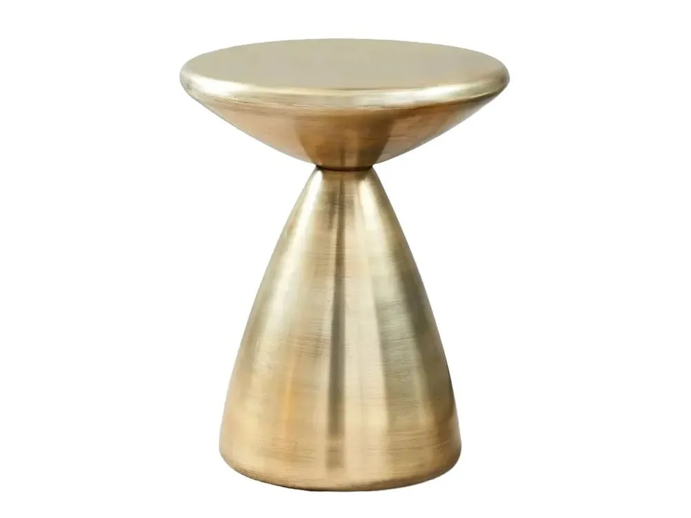Conical shaped side table with brass finish
