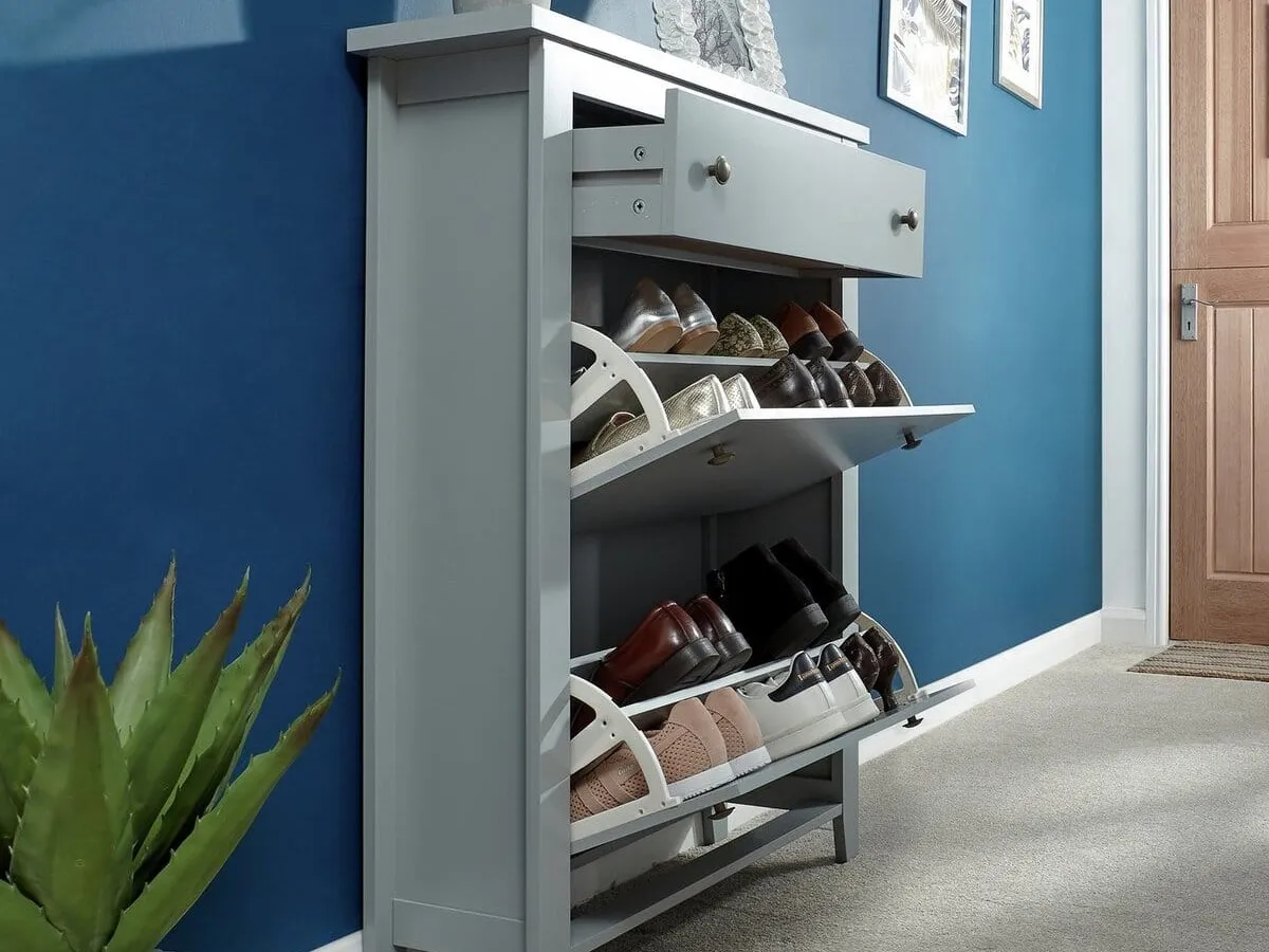 Grey shoe cabinet