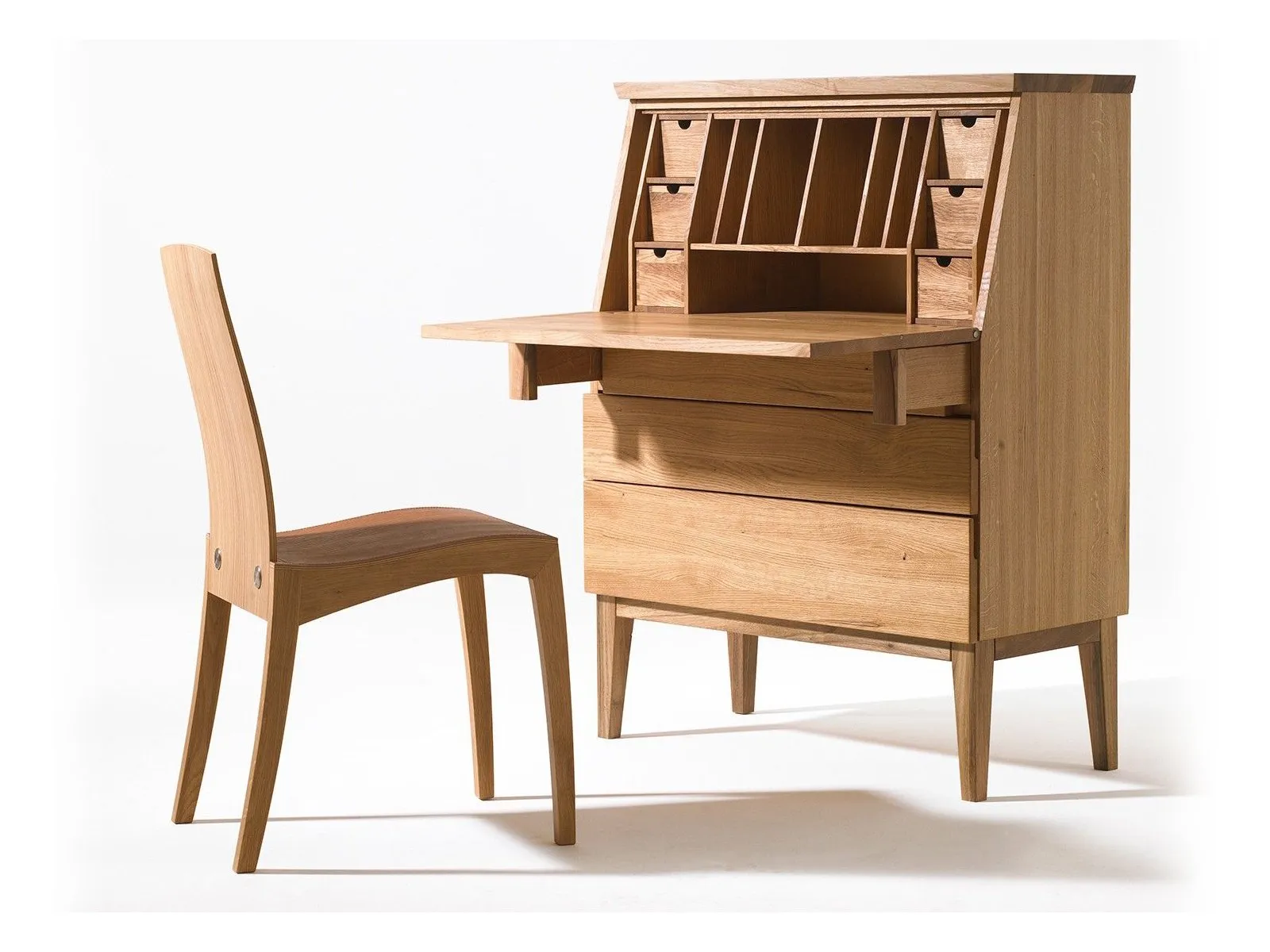 solid wood bureau-style desk