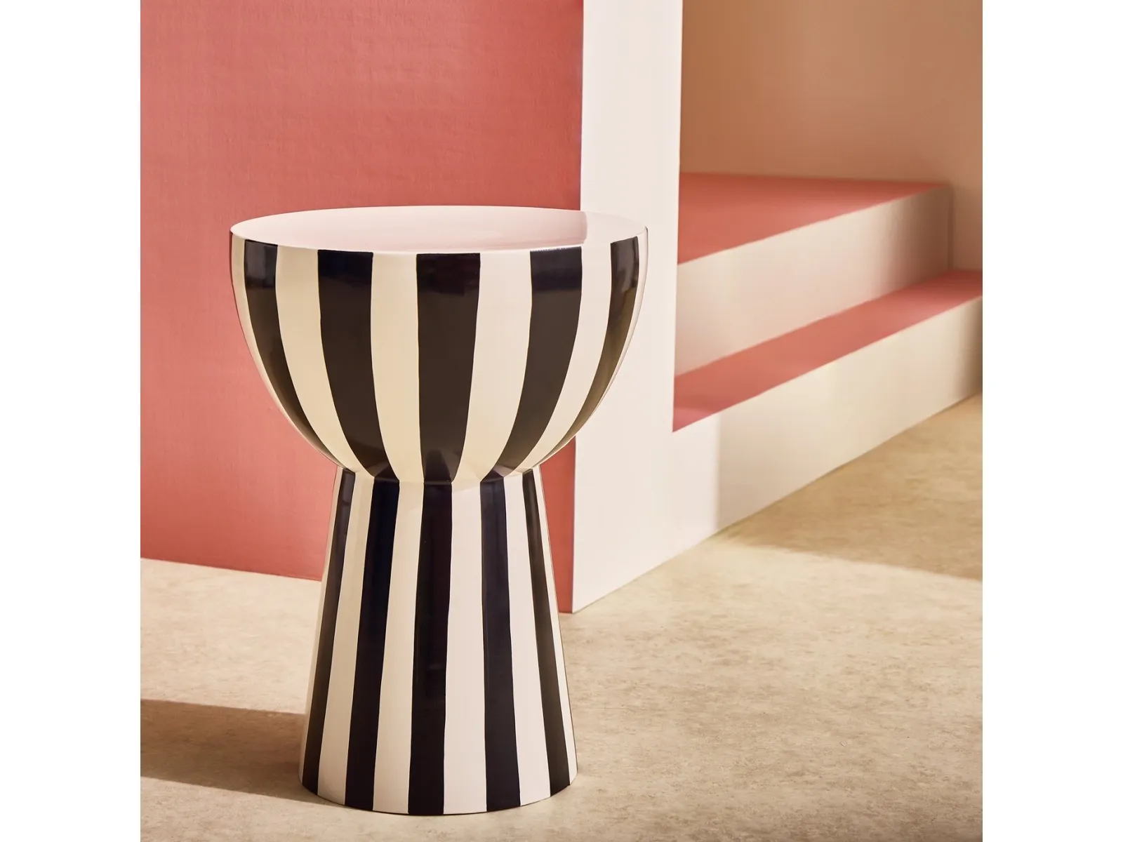 Black and white stripe side table