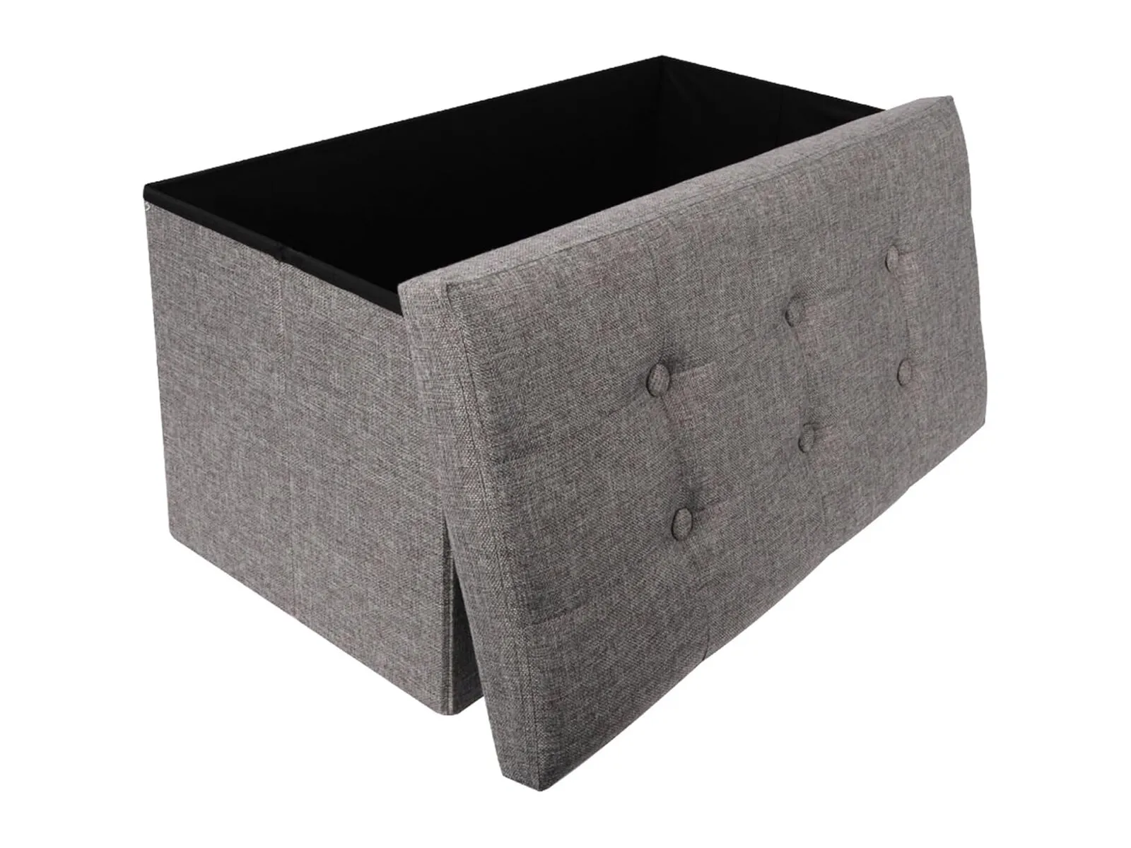 Grey fabric storage ottoman