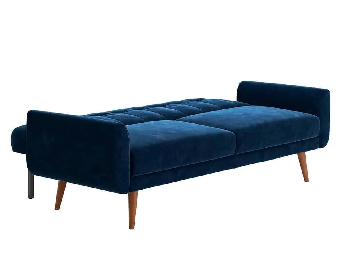 Blue velvet sofa bed