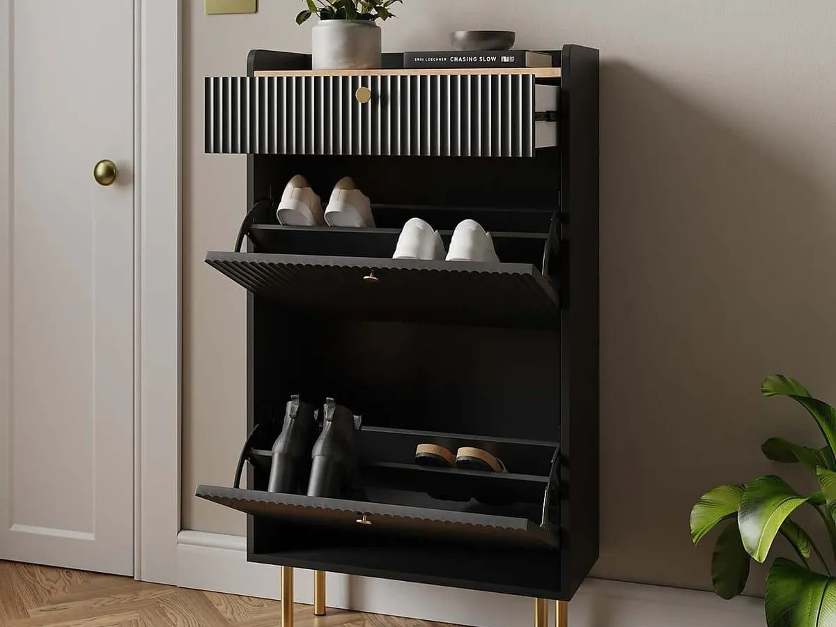 Black shoe storage unit