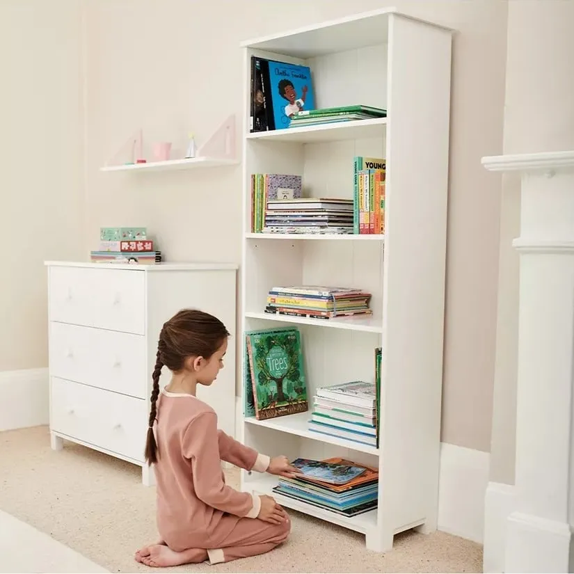 Tall white bookcase