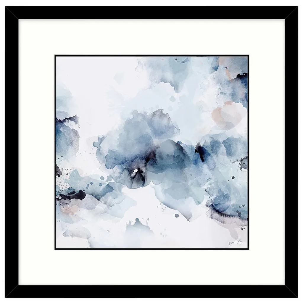 Inky blue abstract print