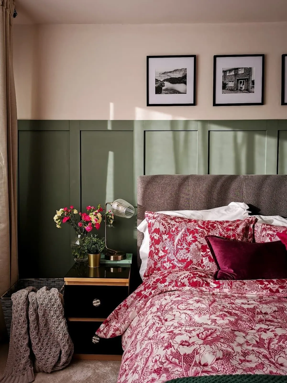 Green and pink bedroom
