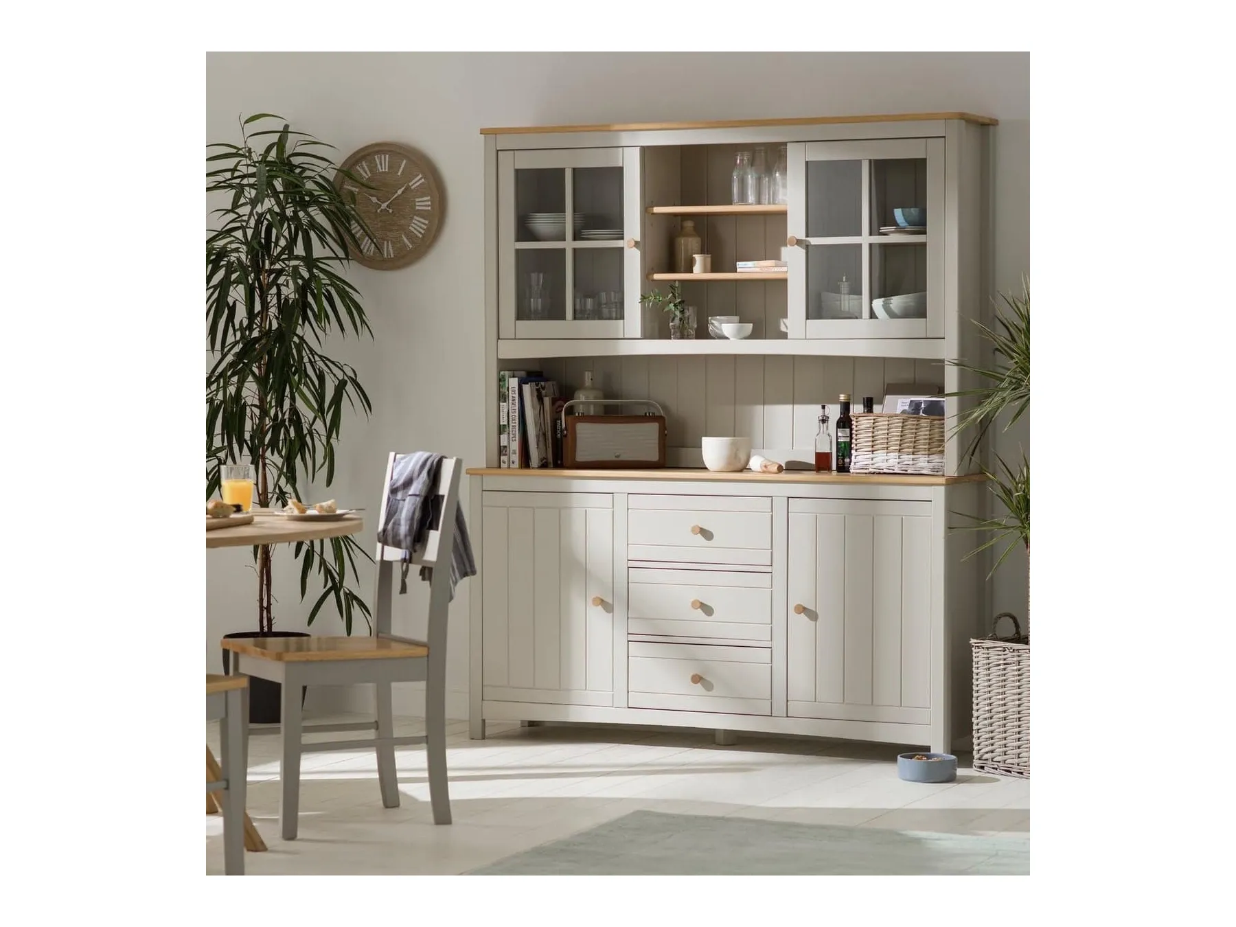 Grey/oak dresser-style sideboard unit