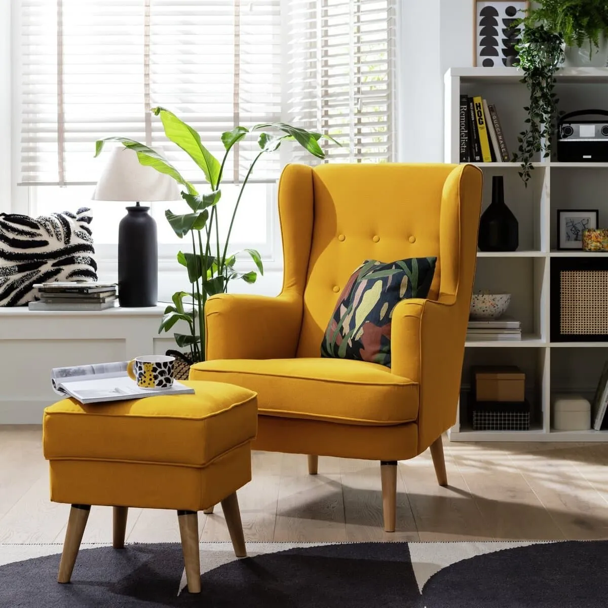 Mustard fabric armchair