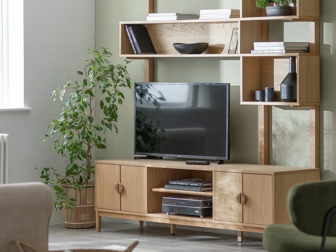 TV stand with open shelving