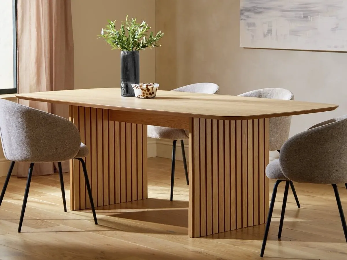 Oak dining table with slatted base