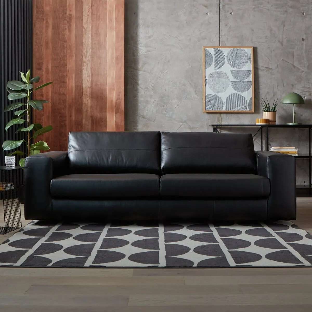 Black leather sofa