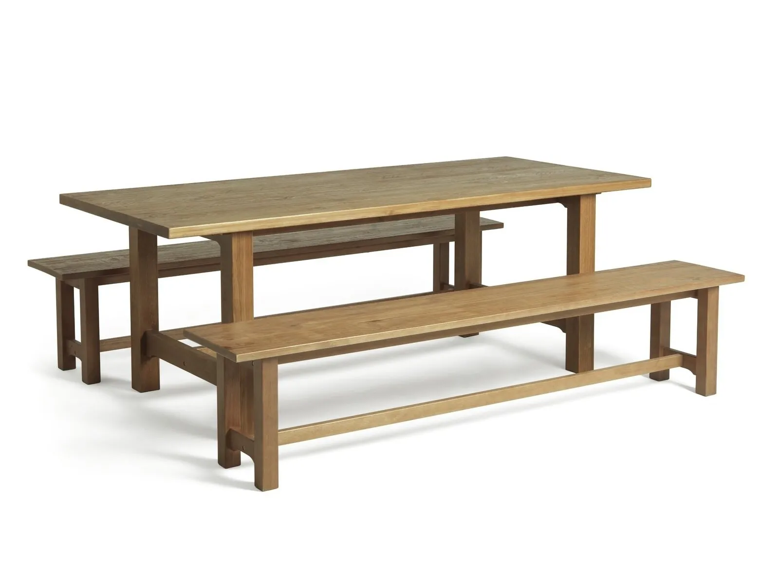 Pine dining table and benches