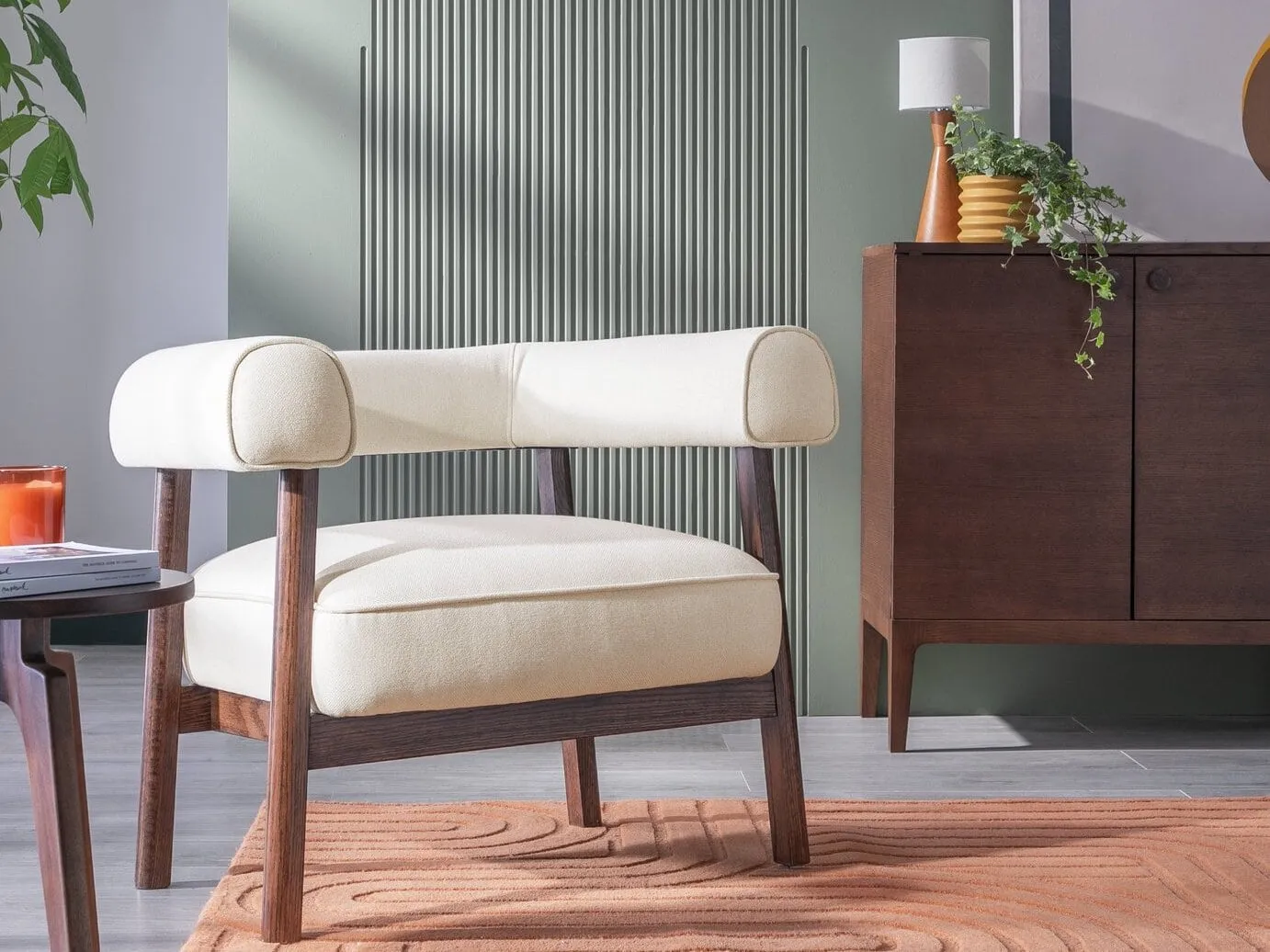 Curved back armchair