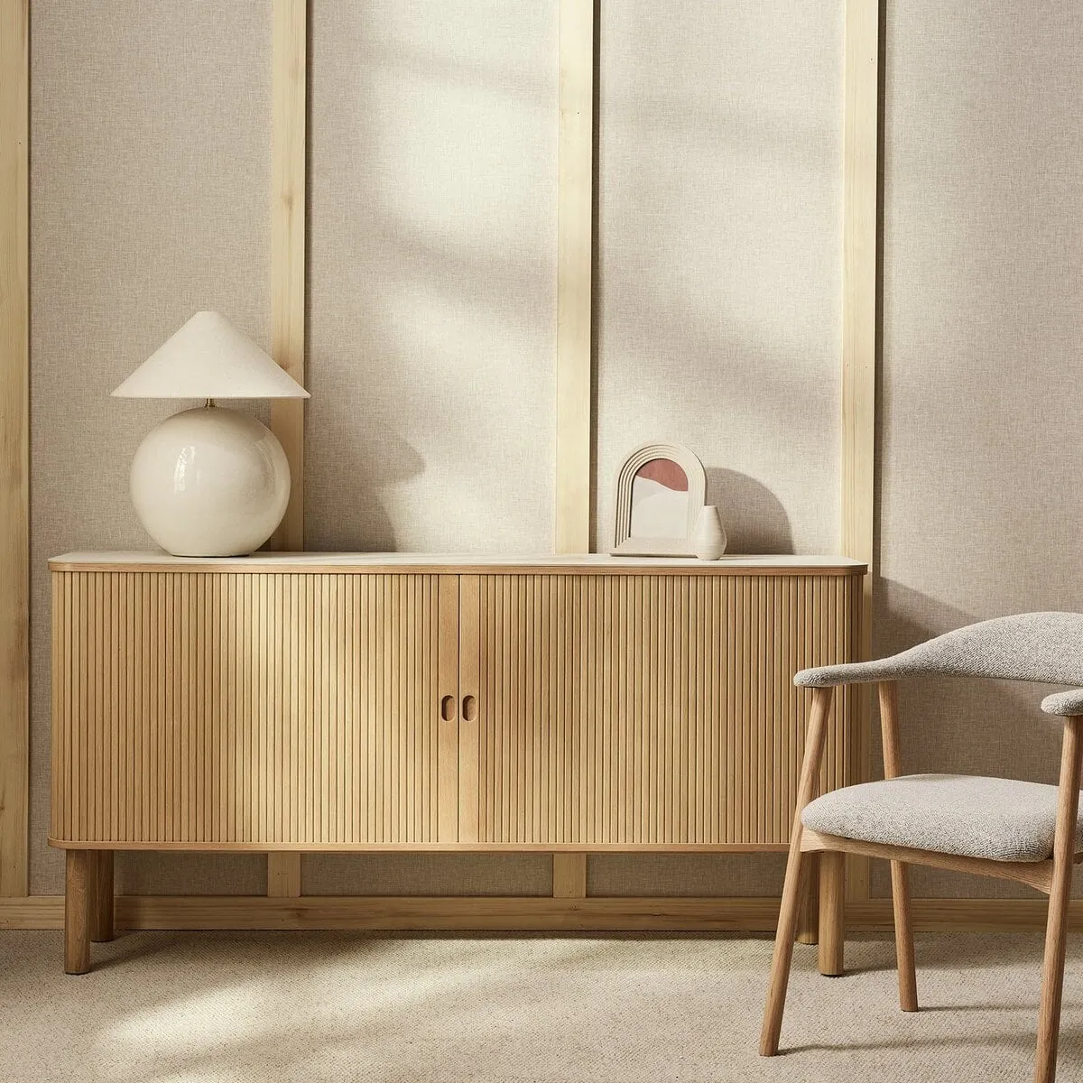 Oak sideboard with sliding doors