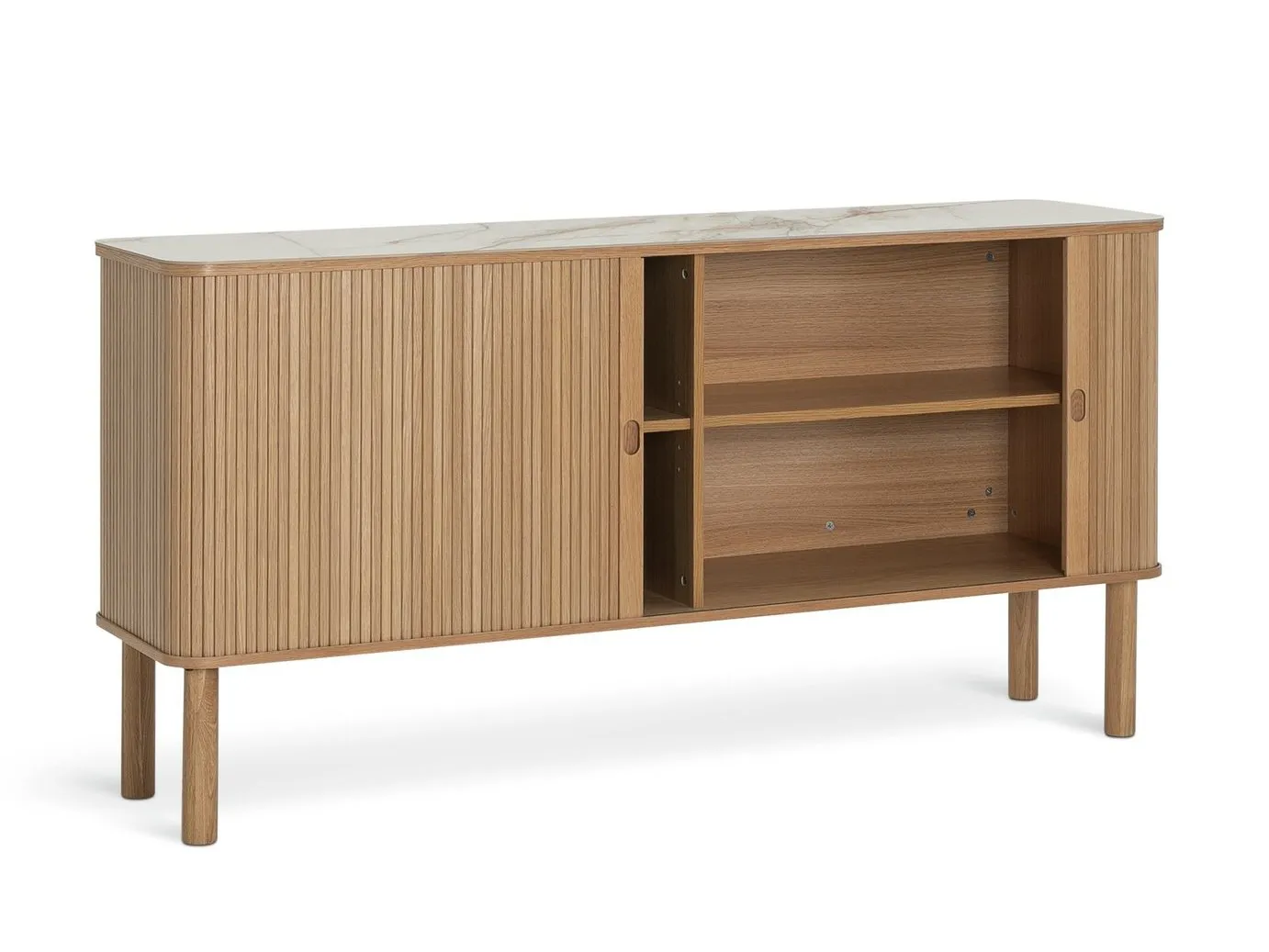 Oak sideboard with slatted pattern doors