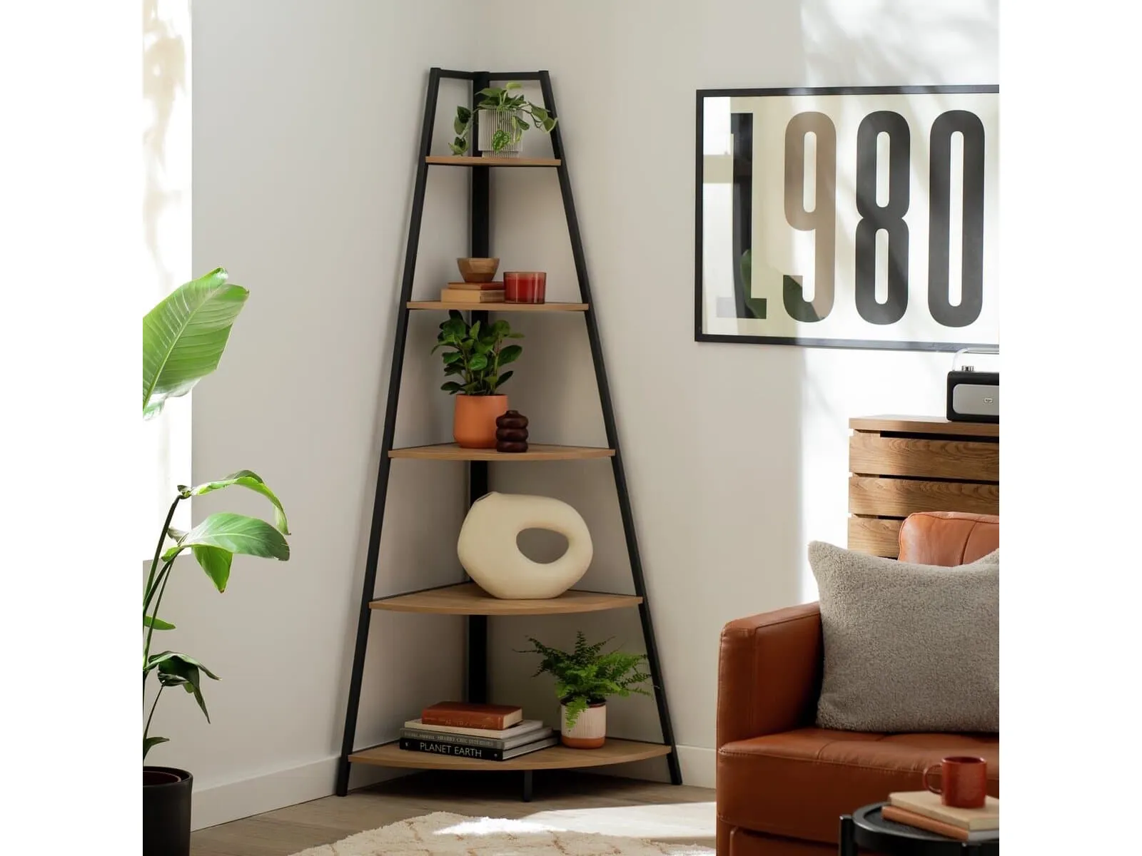 5-tier corner shelving unit