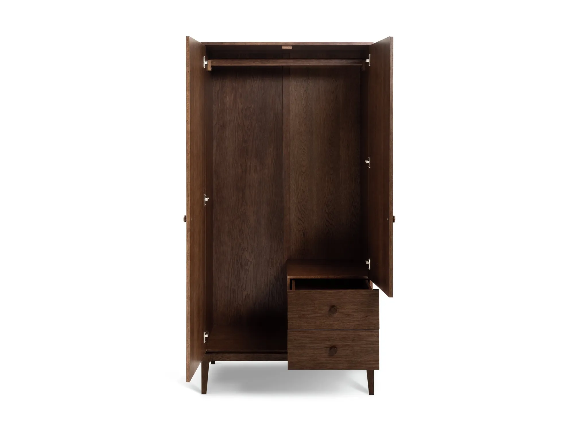Walnut finish 2-door wardrobe
