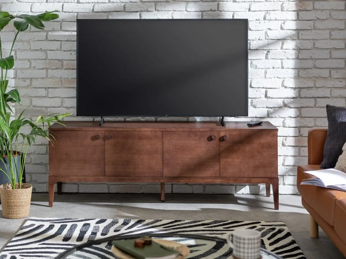 Walnut finish 4-door tv stand